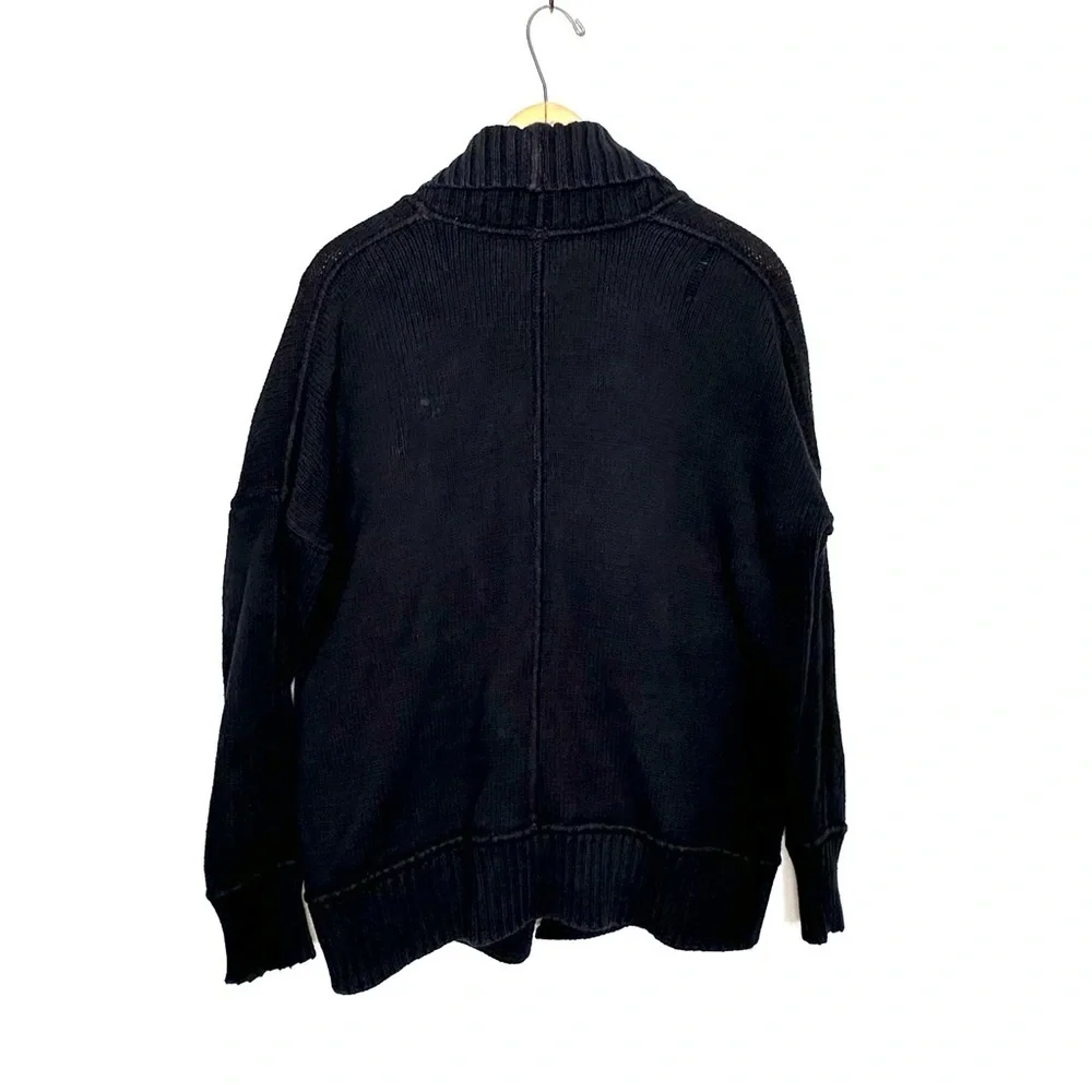 J. Crew | Black Chunky Knit Shawl Collar Open Cardigan Sweater
